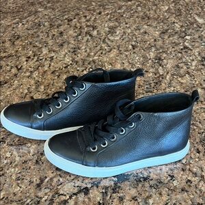 Kenneth Cole Black Leather High-Top Sneakers
